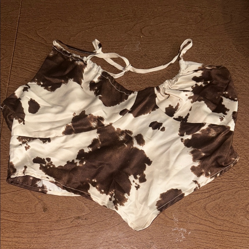 Le Lis Brown and Cream Crop Top
